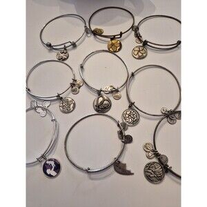 Bundle 9 Piece Lot Alex + Ani Assorted Silver Bracelets - Family Themes